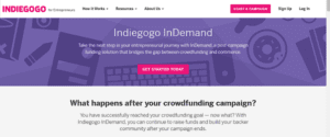 Indigogo in demand landing page.