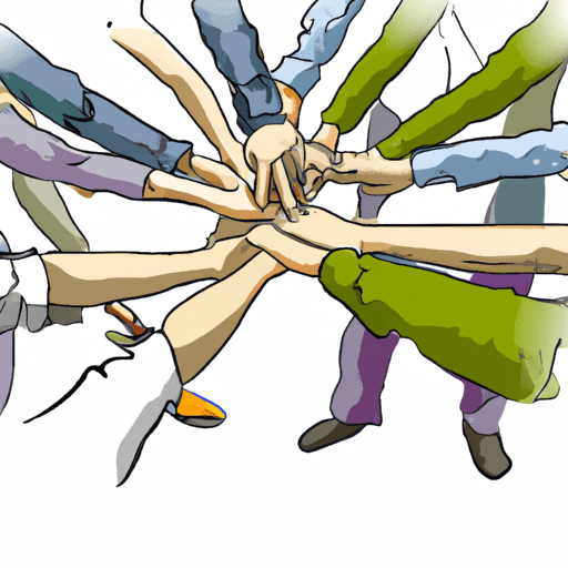 A group of people holding hands.